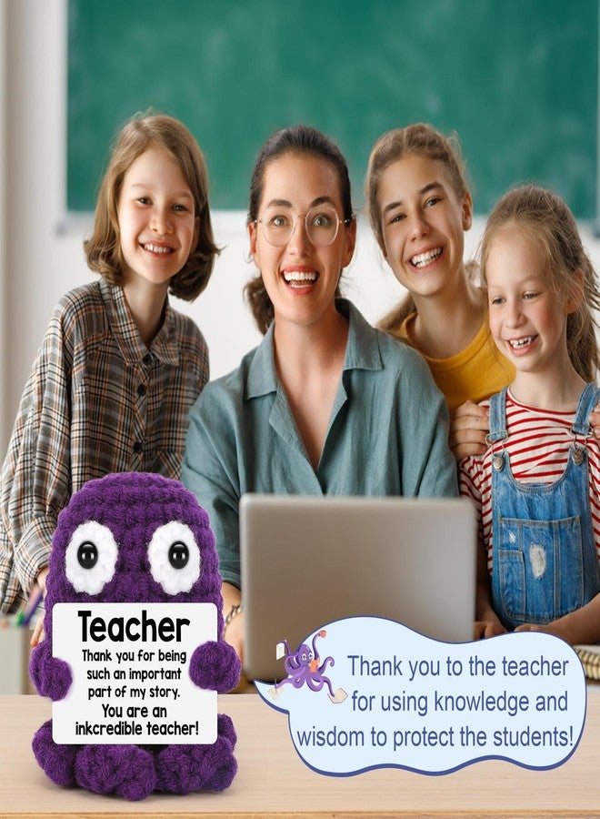 BdayPtion Christmas Teacher Gifts for Women Men, Teacher Appreciation Thank You Gifts, Christmas Stocking Stuffers Gift Teacher You Are An Inkcredible, Teacher Handmade Crochet Animals Octopus Office Desk Decor - Image 4